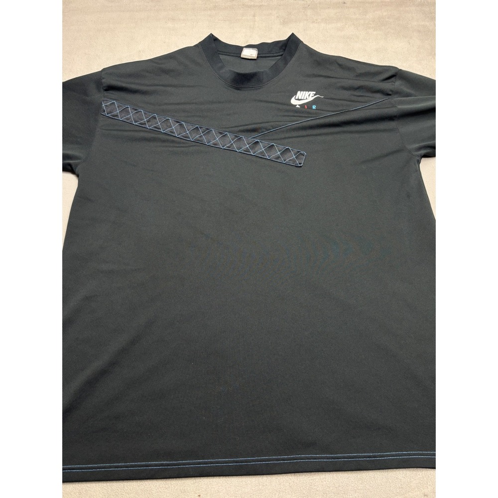VTG Nike Air Mens XXL Black Short Sleeve Performance Tee Contrast Stitching